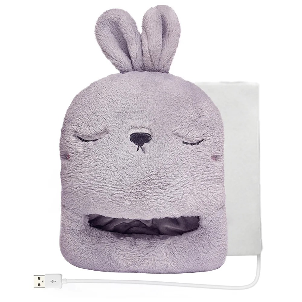Rabbit gray 24 Вт электрическая грелка, теплые тапочки для ног, зимняя грелка для ног, подогреватель для дивана, стула, согревающая подушка, домашние USB грелки - Цвет: Rabbit gray