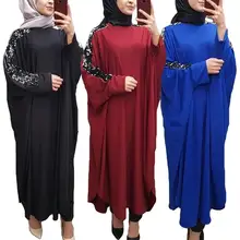 Дубай abaya Длинное Платье Макси женское мусульманское рукав "летучая мышь" кафтан свободный исламский халат арабский Vestidos Одежда jilбаб Ближний Восток