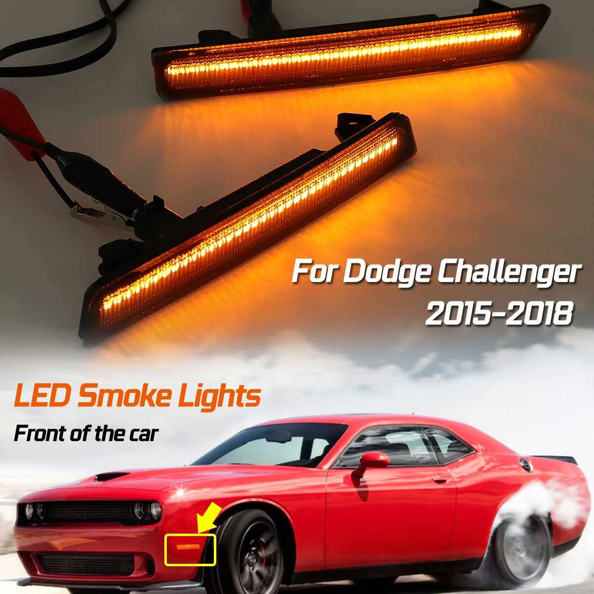 Передний/задний пара передний Янтарный боковой маркер для Dodge Challenger- 2 шт. задний красный боковой маркер пакет СВЕТОДИОДНЫЕ указатели поворота