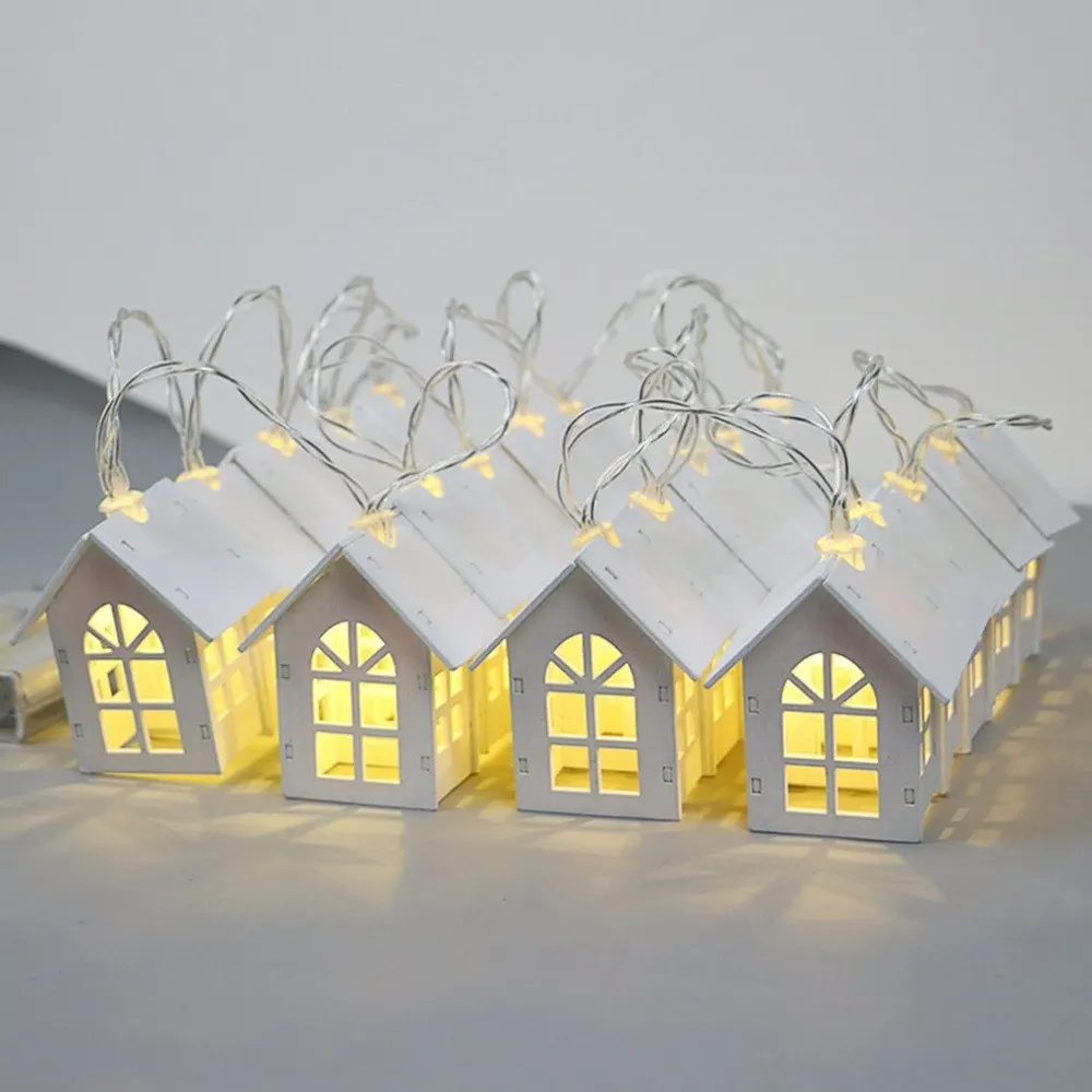 European Style House Shape LED String Light Indoor Garden Christmas Decoration Party Wedding Fairy String Lamp Battery Power New