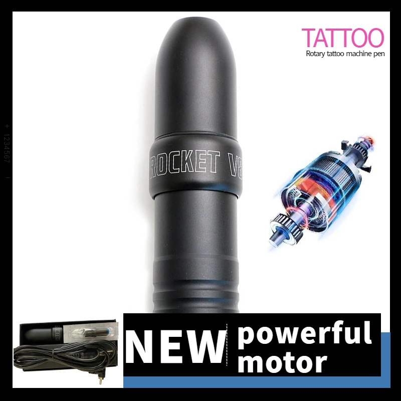 

Rv8 Tattoo Machine Set Frosted Aluminum Alloy Rotary Tattoo Pen with Powerful Motor Multifunctional Low Noise Tattoo Gun