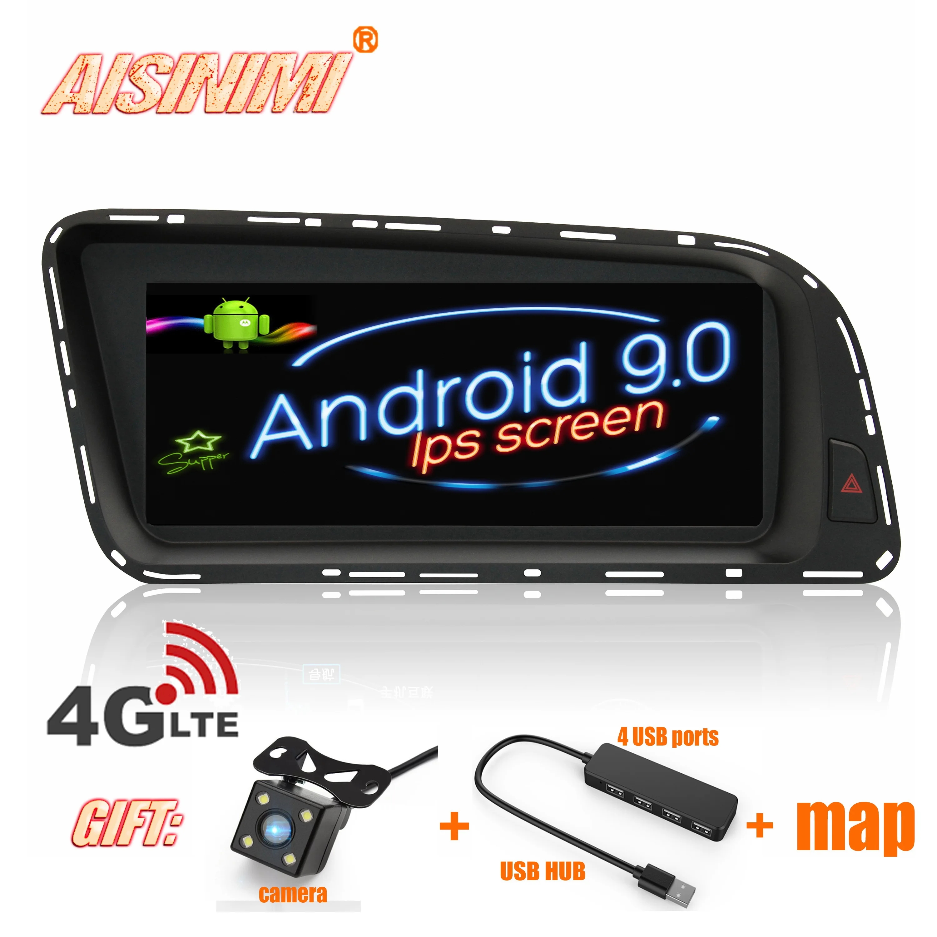 Автомобильный Dvd плеер AISINIMI Android 9 0 для AUDI Q5 (2009 2016) дисплей монитора аудио gps стерео