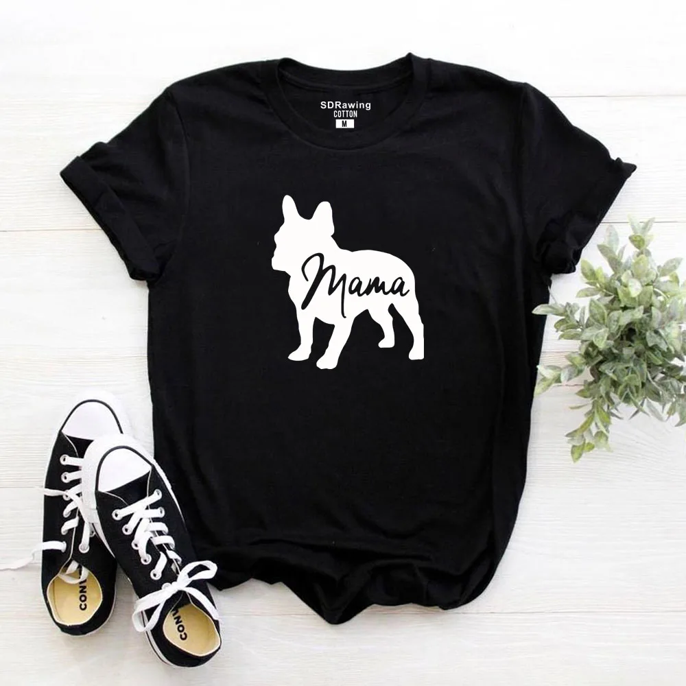 Французская одежда для бульдога подарки для любителей собак для собачников футболка для собак мама футболка для питомцев любитель животных мама дамы футболки топы - Цвет: black