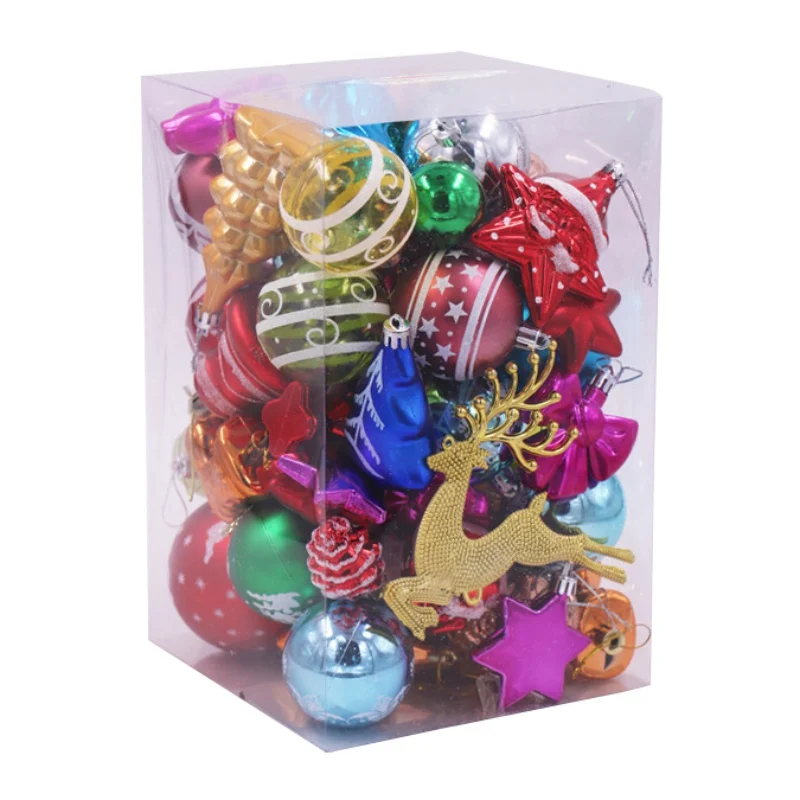 Diverse Christmas Tree Ornament Set Christmas Ball Ornaments Baubles Xmas Tree Pendants Elk Snowflake Star Pendant Decor 60-70pc