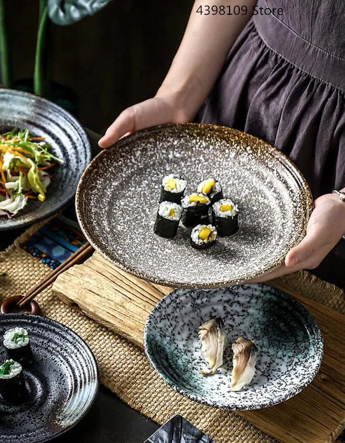 Деревянные палочки в японском стиле блюдо керамическая домашняя столовая посуда Ретро диск креативное западное блюдо для стейков поднос для завтрака