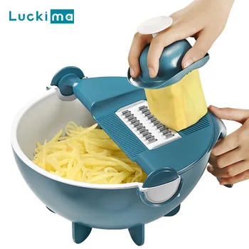 

Multifunction Vegetable Cutter Slicer Manual Shredder Potato Carrot Cheese Grater Mandoline Chopper Peeler Draining Basket