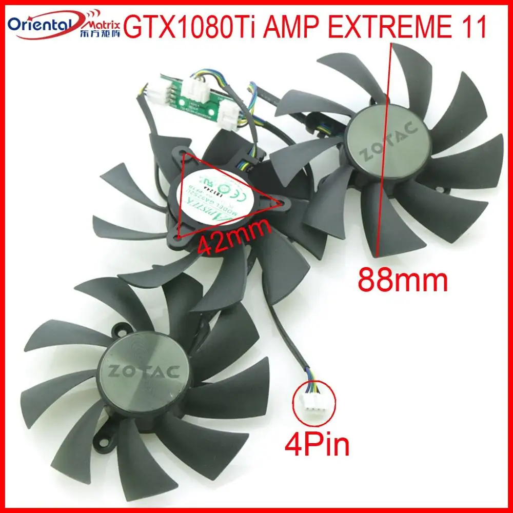 Оригинальный вентилятор GA92S2U 88 мм 42*42*42 0.46A 4Pin VGA для ZOTAC GTX1080Ti AMP EXTREME 11 видеокарты |