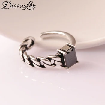 

DIEERLAN Bohemian Vintage 925 Sterling Silver Black Crystal Rings For Women Men Engagement Rings Girls Party Gifts Anillos 2020