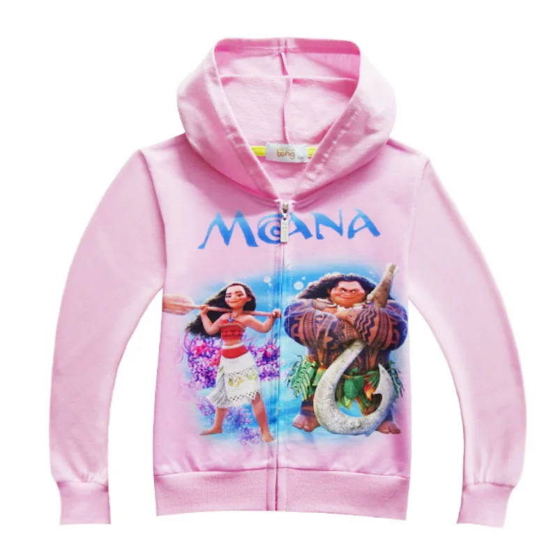 Children Spring Autumn Trolls Hoodies T-shirt kids Moanna Hooded Sweatshirt Girl party supplies Cartoon Moana Coat tshirt - Цвет: s0057-0912