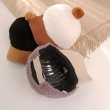 Детская шапка из овечьей кожи; сезон осень-зима; Милая плотная теплая бейсбольная кепка для мальчиков и девочек; подходящая по цвету Кепка