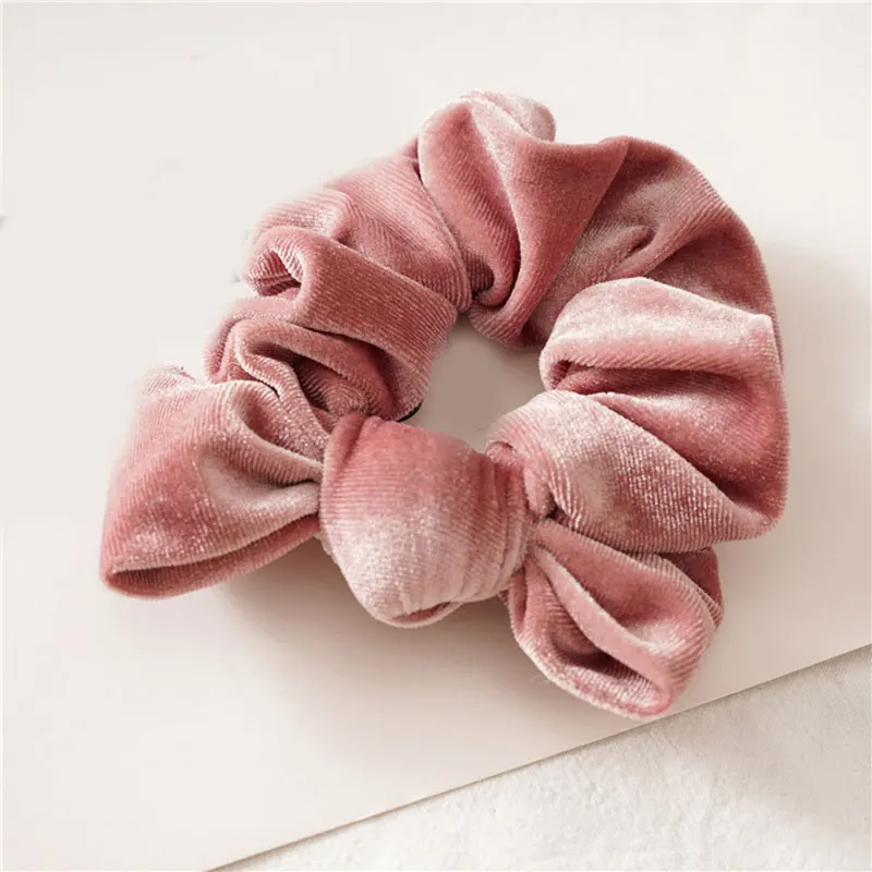 flower hair clips Soft Velvet Hair Scrunchies Elastic Hair Rope Ties Solid Color Ponytail Holder Women Headwear Red White Pink Hair Accessories silver hair clips Hair Accessories