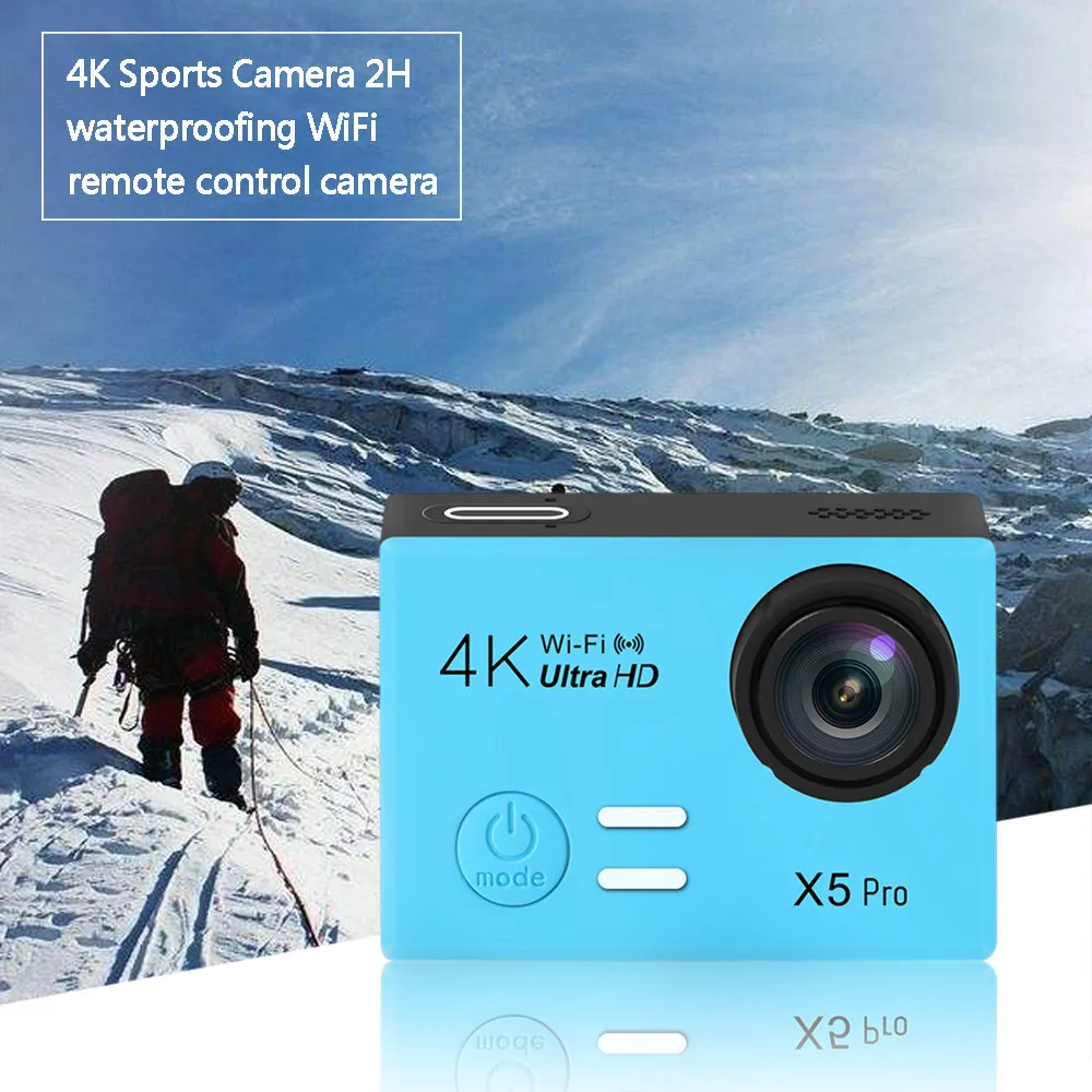 Синий X5 Pro Экшн-камера Ultra HD 4 K/25fps WiFi 2," 170D подводный водонепроницаемый шлем видео запись камера s Спортивная камера - Цвет: Синий