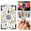 1pc Halloween water transfer nail art stickers decals nails decorations manicure tools pumpkin skull design 6