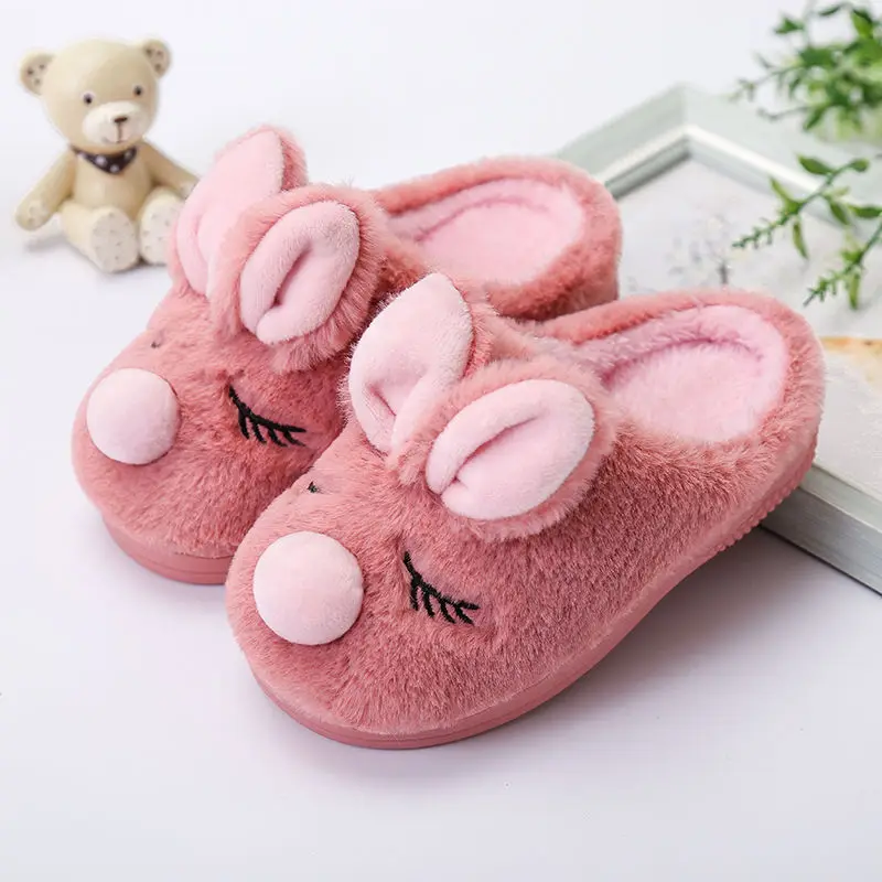 

2020 new arrival runway shoes family indoor slippers for children mother father home fur slides girls winter home shoe