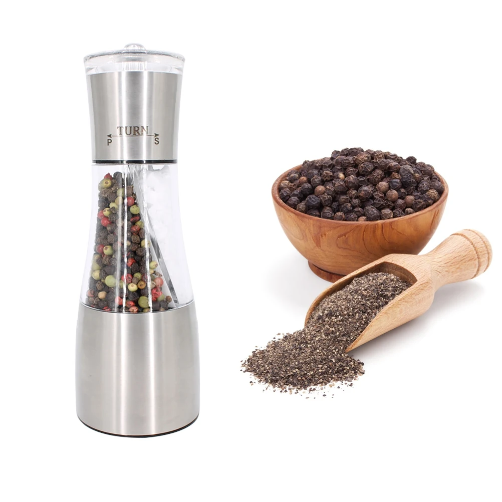 

2 In 1 Manual Grinder Stainless Steel Pepper Grinder With Ceramic Core For Spice Salt For Kitchen Accessories