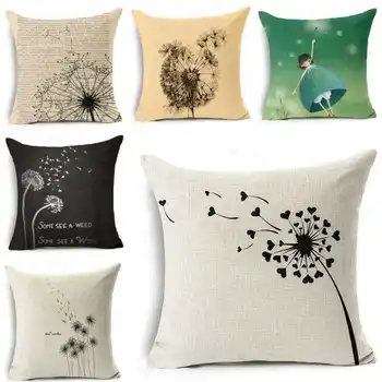 

Dandelion Pattern Cotton Linen Pillowcase for Home Office Seat Decor Sofa Waist Cushion Cover 18''
