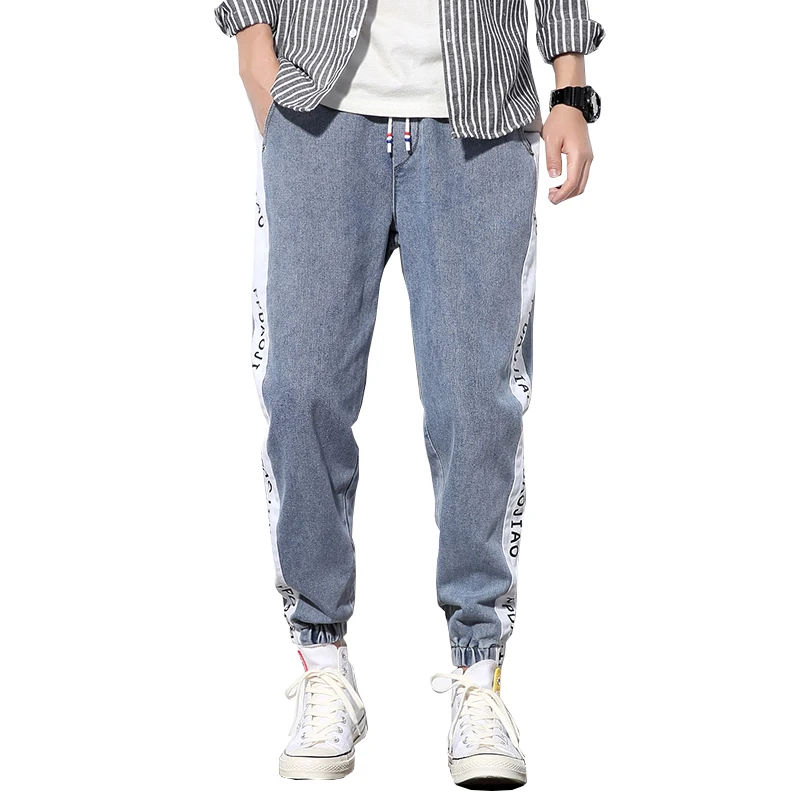 Прямая поставка, осень, мужские льняные спортивные штаны, мужские однотонные штаны Харадзюку с буквами, уличная одежда, шаровары, мужские спортивные штаны для бега