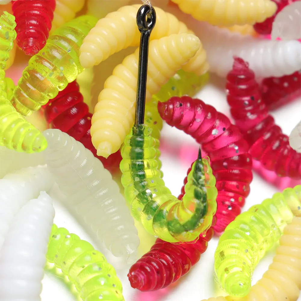 120Pcs/box Smell Fishing Lures Vivid Maggots Grubs White Worms Baits 1.5cm 120Pcs/box Smell Fishing Lures Vivid Maggots Grubs White Worms Baits 1.5cm