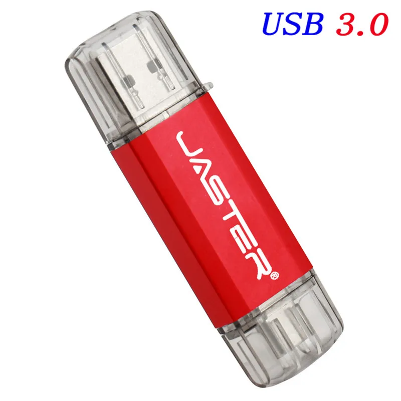 JASTER USB 3,0 type-C 3,1 флеш-накопитель 64 Гб 128 Гб металлический USB флеш-накопитель для телефонов Micro USB Flash type C - Цвет: Red