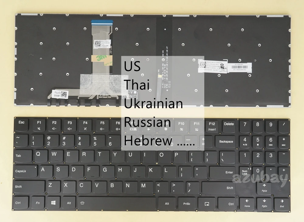 Teclado Automotivo de Eua Tailandês Hebraico para Lenovo Estampada
