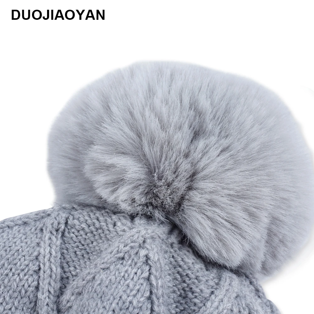 DUOJIAOYAN осенне-зимняя женская шерстяная шапка, теплая шапка с защитой ушей, одноцветная шапка, пуловер, головной убор, утолщенная плюшевая вязаная шапка