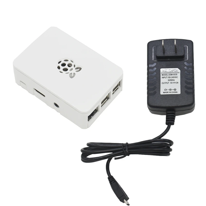 Для Raspberry Pi 3 Model B+(Plus)+ Abs чехол+ 5V 3A Мощность адаптер с поддержкой Wi-Fi и Bluetooth Декодер каналов кабельного телевидения штепсельная вилка стандарта США