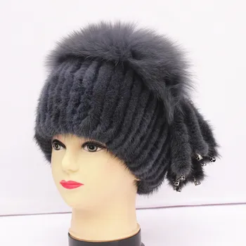 

real fur Mink Hat Woman Postscript Decoration Natural fur Mink fur hat female Sessile cap