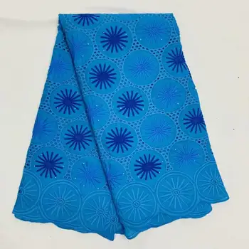 

(5yards/pc) high quality blue African cotton Swiss voile lace fabric with excellent embroidery for dress F3711