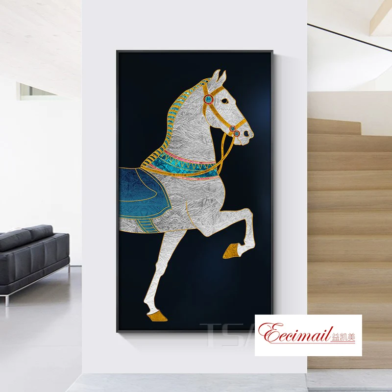 

EECAMAIL DIY Full Diamond Painting Luxury Entrance Vertical Version Modern Simple Aisle Corridor Horse Nordic Hanging Painting N