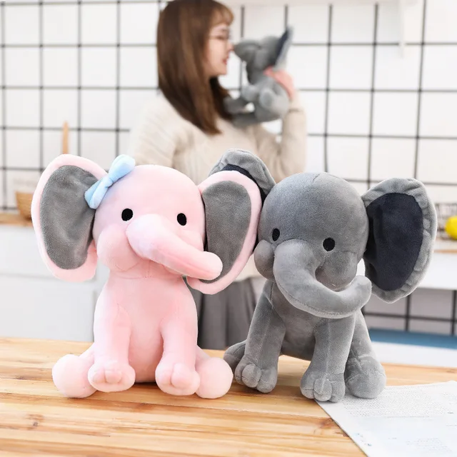 25cm Cute Elephant Plush Toys Cartoon Sleeping Stuffed Pillow Doll Soft Cushion Bolster Birthday Gift For Kids Plushie Blue 3