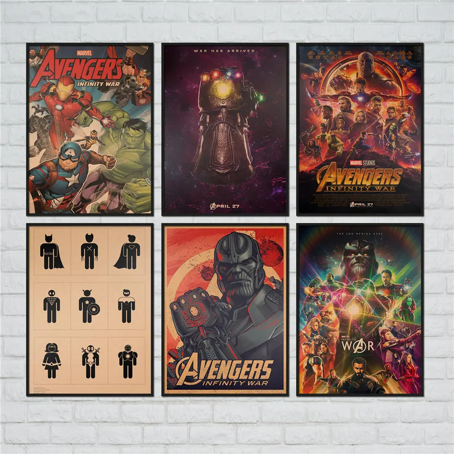 

Avengers Infinity War Movie Poster Vintage Living Room Home Decor Retro Kraft Paper Wall Sticker Print Picture 42x30cm