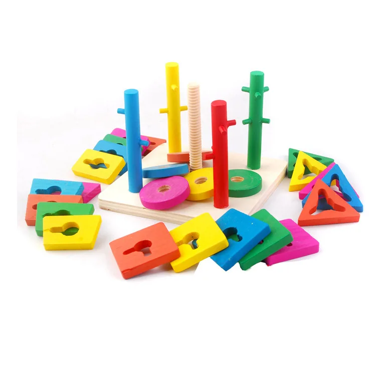 Набор строительных блоков с пятью колоннами высококачественные деревянные