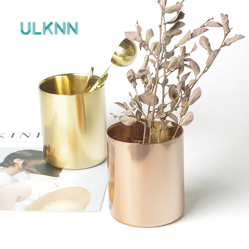 

Nordic Style Storage Box for Pens/Utensils Beautiful Gold Color Vase Multi-Use Storage Cans Office Organizer Table Decor