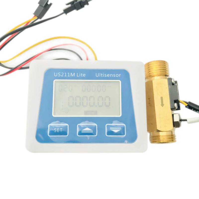 

Digital LCD Display Water Flow Sensor Meter Flowmeter Rotameter Temperature Time Record with G1/2 Inch Flow Sensor