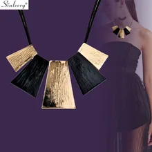 SINLEERY, богемное большое металлическое геометрическое ожерелье с подвеской, массивные Макси ювелирные изделия для женщин, черная кожаная цепочка XL751 SSC