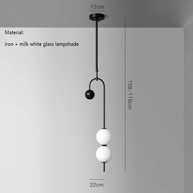22cmx118cm-158cm Nordic White glass Pendant Lights Lighting LED Light Fixture Pendent Lamp Dining Living Room Bedroom Kitchen Cafe Hanging Lamp - Цвет корпуса: 22cmx118cm-158cm