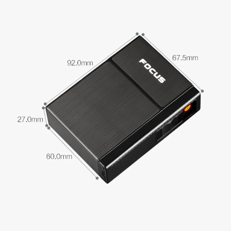 Ветрозащитный держатель Ciagrette коробка со съемной электронная USB Зажигалка беспламенный табак портсигар, зажигалка