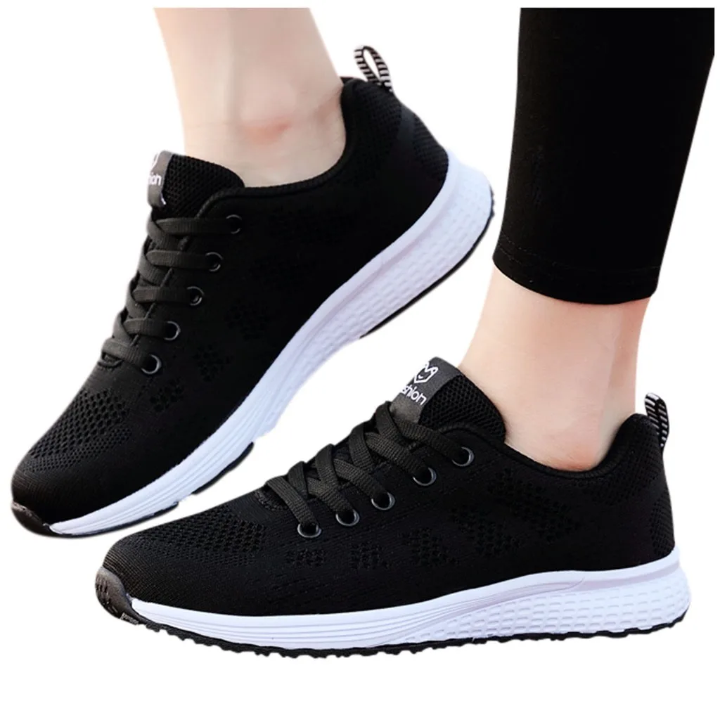 KANCOLLE Ladies Fashion Casual Simple Leisure Mesh Breathable Lace-Up Sneakers Walking Comfortable Outdoor Running Shoe 104#4