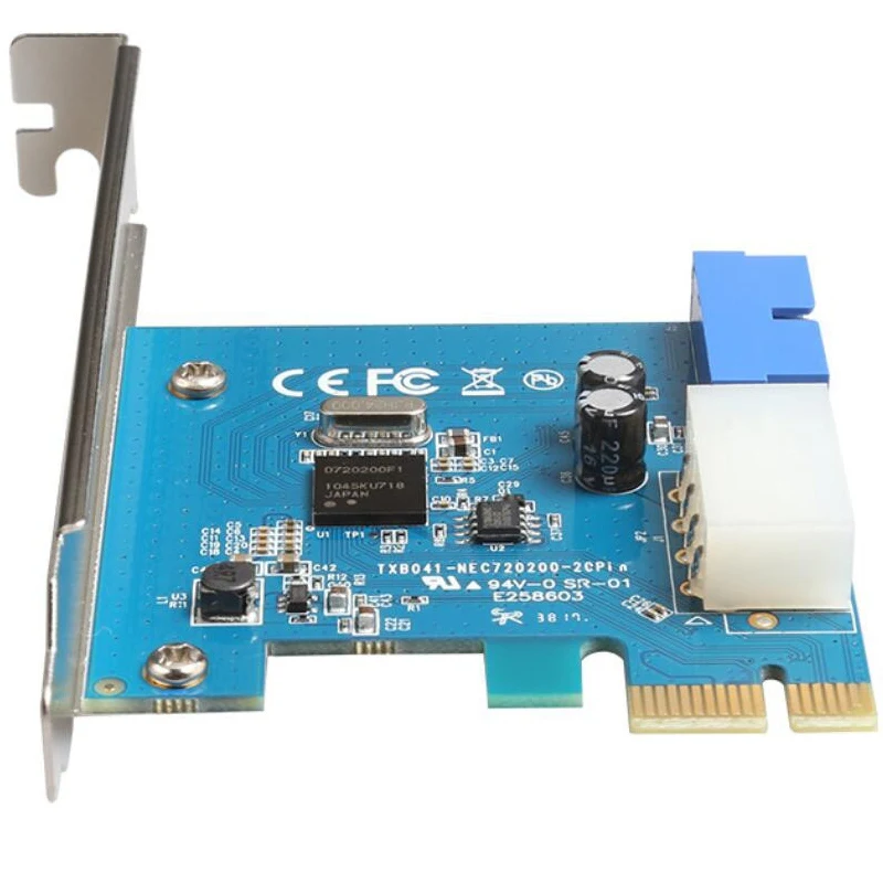 

New USB 3.0 PCI-E Expansion Card Adapter External PCIE to Internal 20pin Connecter PCI-E Card With 4 Pin Power Supply TXB152