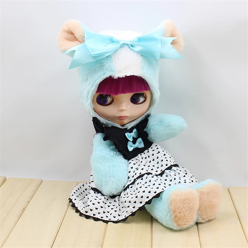 Ледяной DBS Blyth кукла шарнир синий розовый медведь костюм одежда наряды в стиле