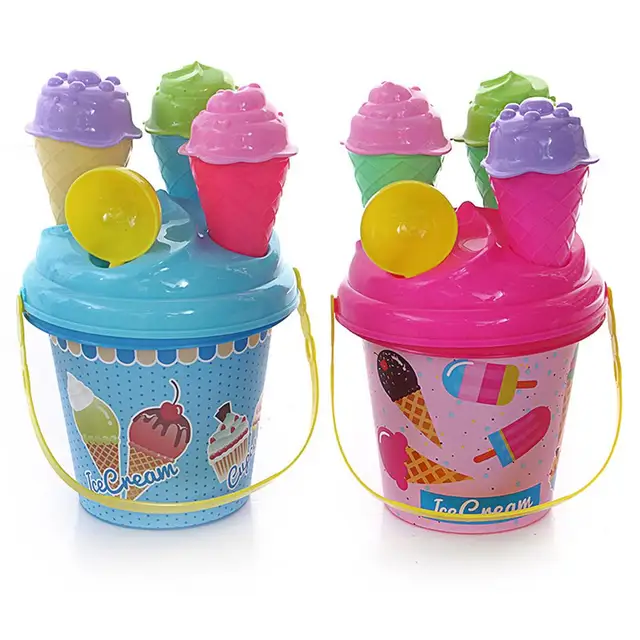 8Pcs Children Outdoor Beach Ice Cream Bucket Model Play Sand Sandpit  Summer Beach play toys ABS Environmental Protect Material 1