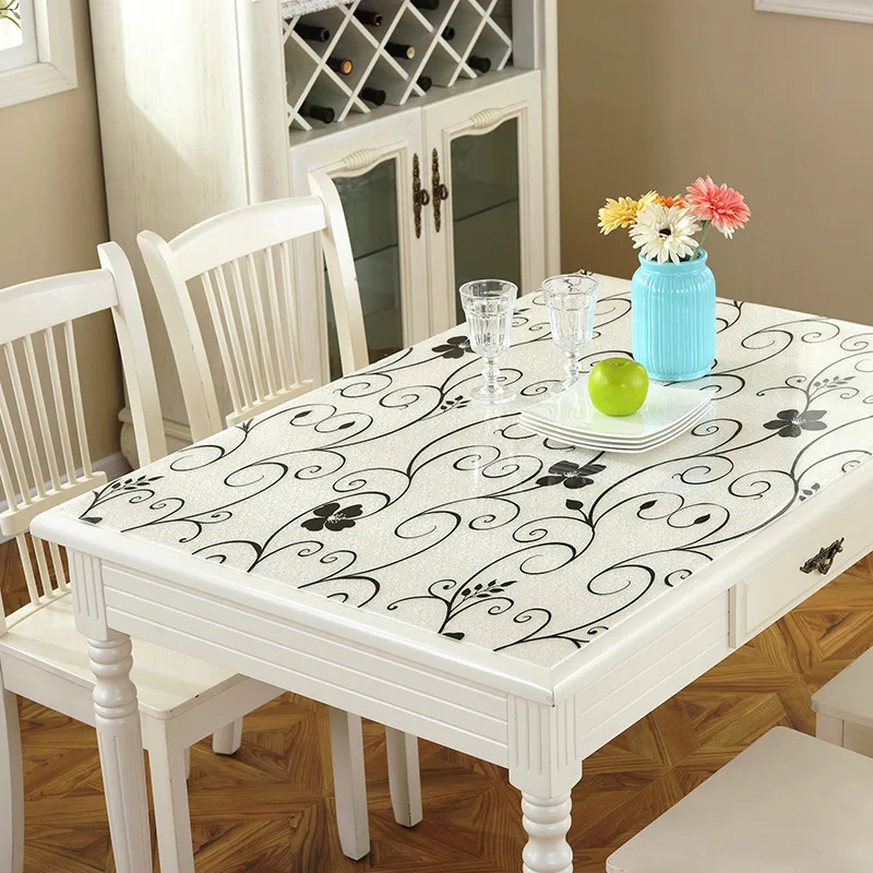 Водонепроницаемая ПВХ скатерть Мягкая прозрачная стекловидная маслостойкая для