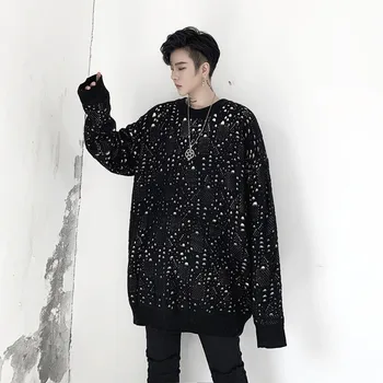 

Men Autumn Winter Loose Figured Pattern Casual Pullover Knitted Sweater Male Women Streetwear Hip Hop Fashion Sweater