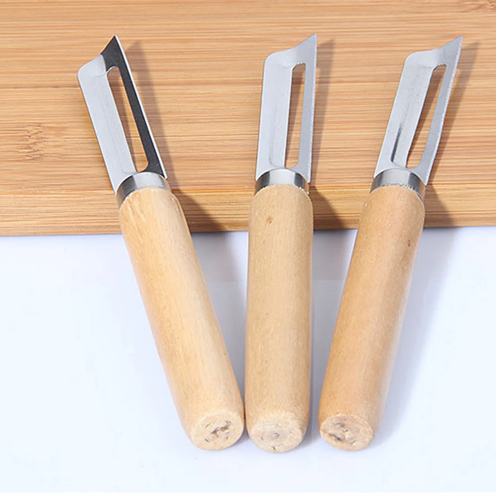Нож для чистки картофеля из нержавеющей стали с деревянной ручкой|Овощечистки и
