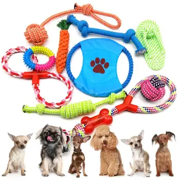 

10 Pcs Colorful Cotton Rope Dog Molar Chew Toys Set Washable Durable Pet Clean Teeth Interaction Entertainment Puppy Bite Traini