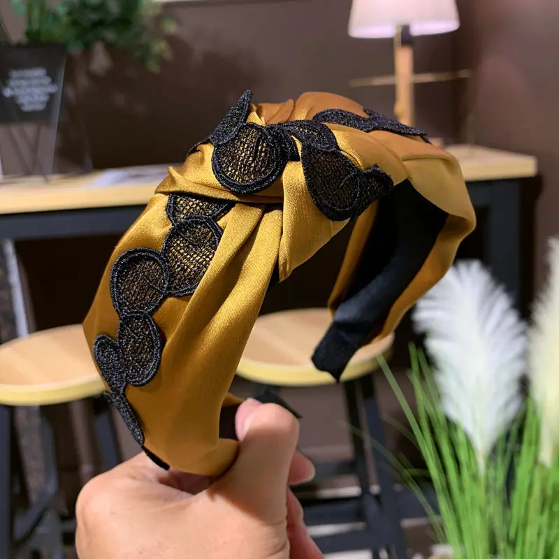 Koren Fashion Hairband Lace Head Band Women Hair Accessories Women Hair Hoop Solid Color Hair Bands Head Dress Wholesale