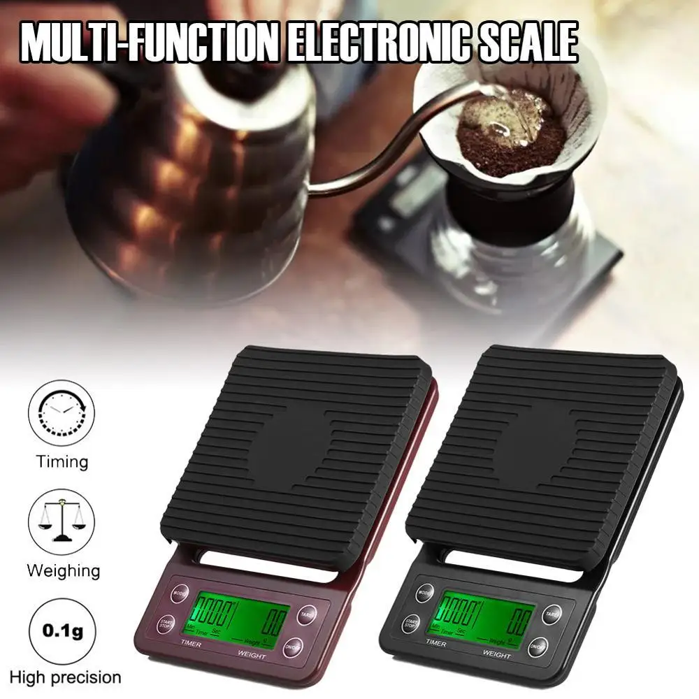 

3kg 0.1g 5kg 0.1g Coffee Weighing 0.1g Drip Coffee Scale with Timer Digital Kitchen Scale High Precision LCD Scales