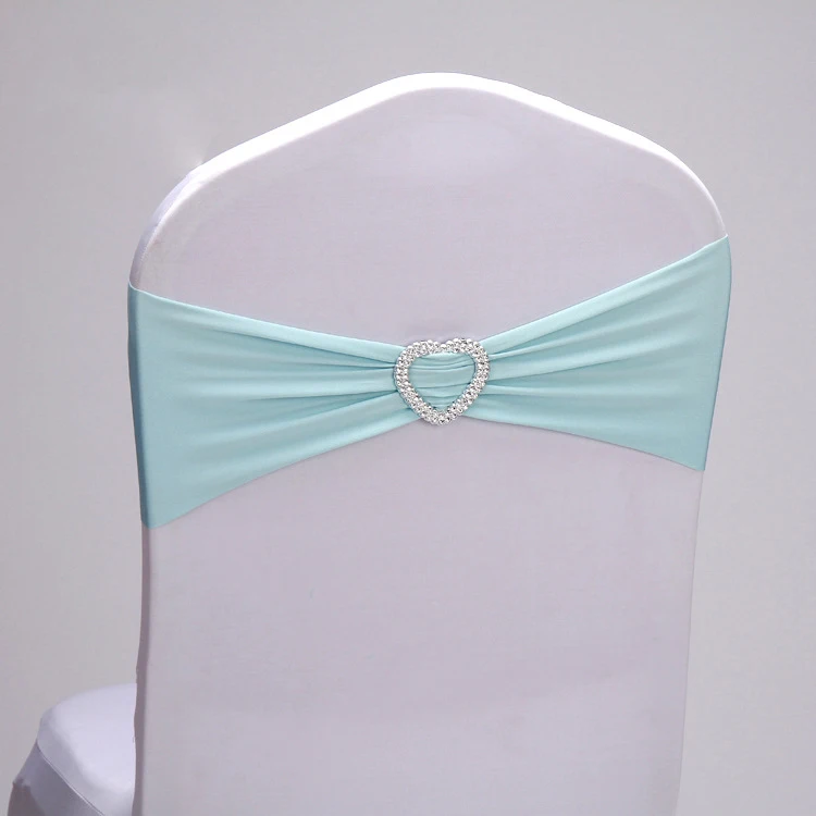 Tiffany Blue 10 шт., спандекс, лайкра, ленты для свадебных стульев, эластичные ленты для стульев с сердечком, скользящие ленты для свадебных стульев, чехлы с бантом - Цвет: Tiffany Blue