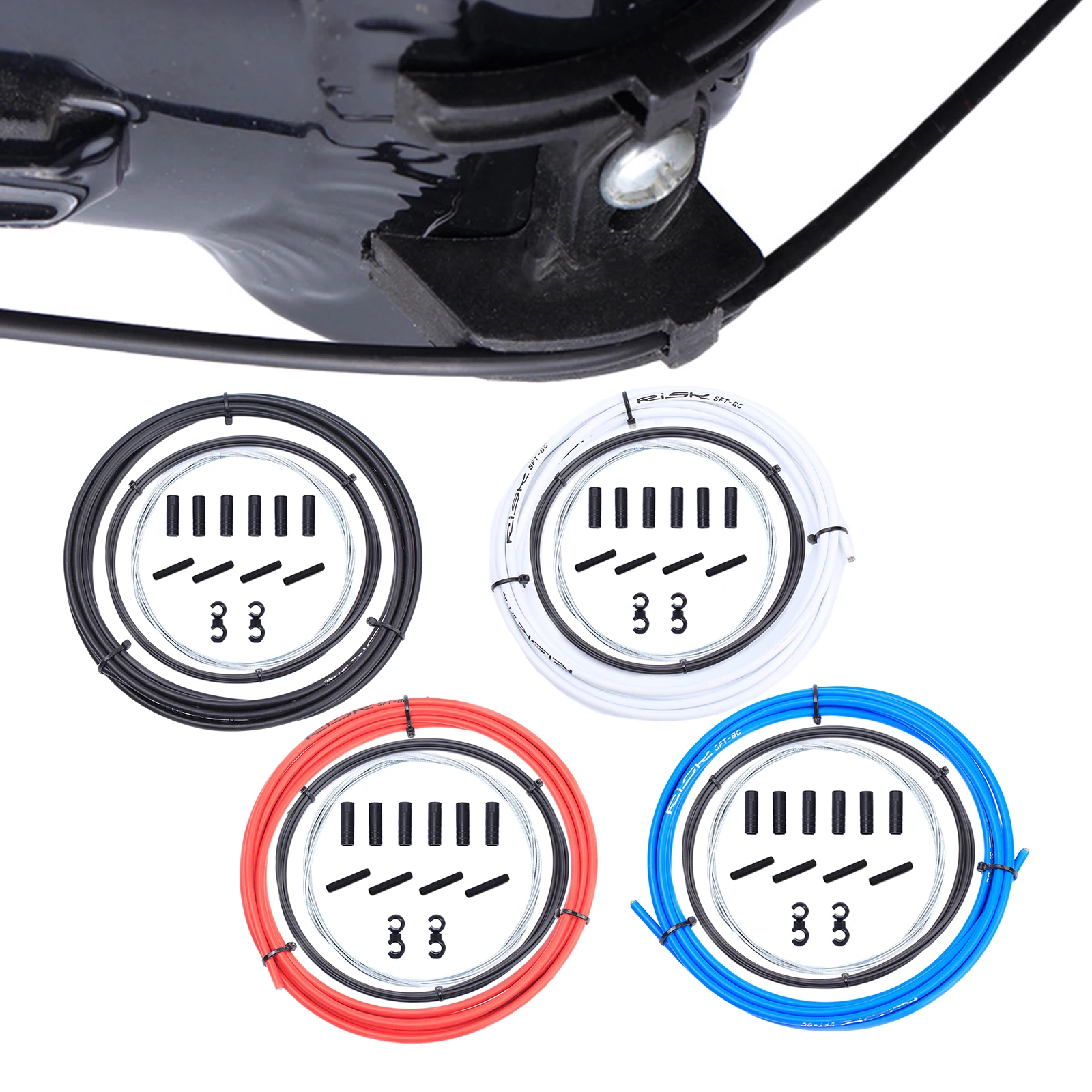 Premium bike Derailleur cable housing set kit Alloy FerrulesCables