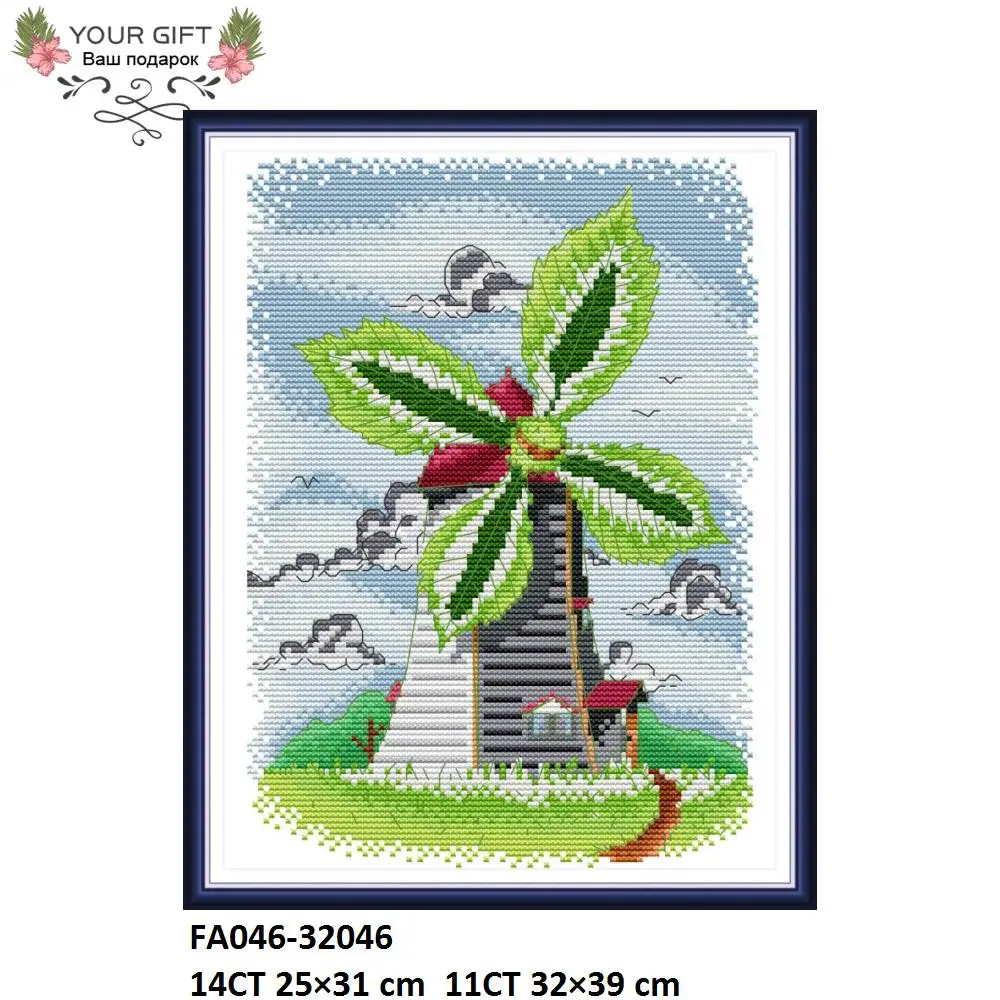 Joy Sunday Four seasons windmill FA045FA046FA047FA048 Counted and Stamped Home Decor Spring Summer Autumn Winter Cross Stitch